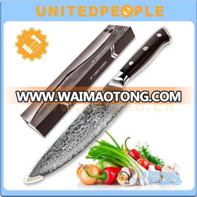 Hot new products 2017 professional Janpanse damascus kitchen chef knife 8" blade vg10 high carbon stainless steel knives