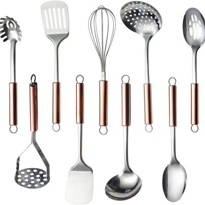 wholesale home eco-friendly copper handle stainless kitchen spoon utensils set cooking item accessories list sale supplier