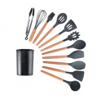 Hot selling heat-resistant silicone kitchen utensil set silicone cooking tools with holder